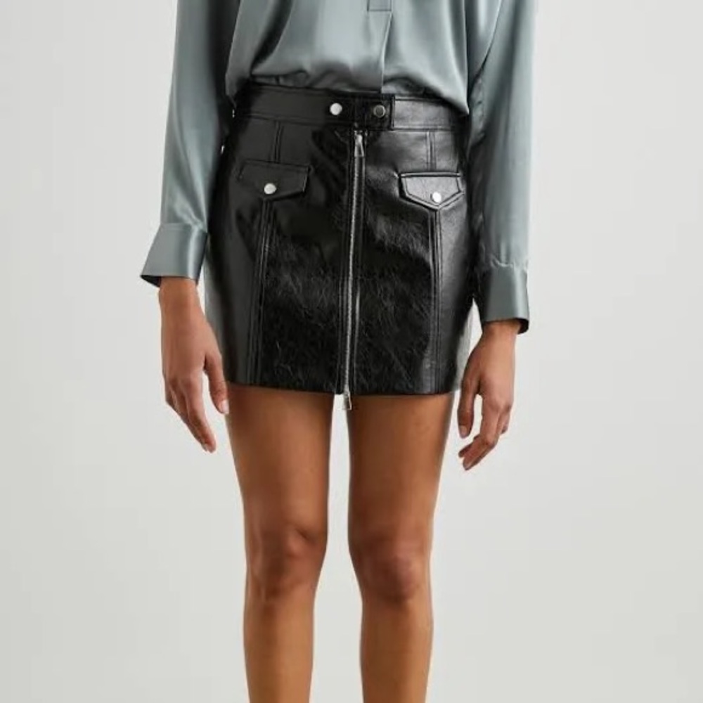 Rails Black Leather Skirt